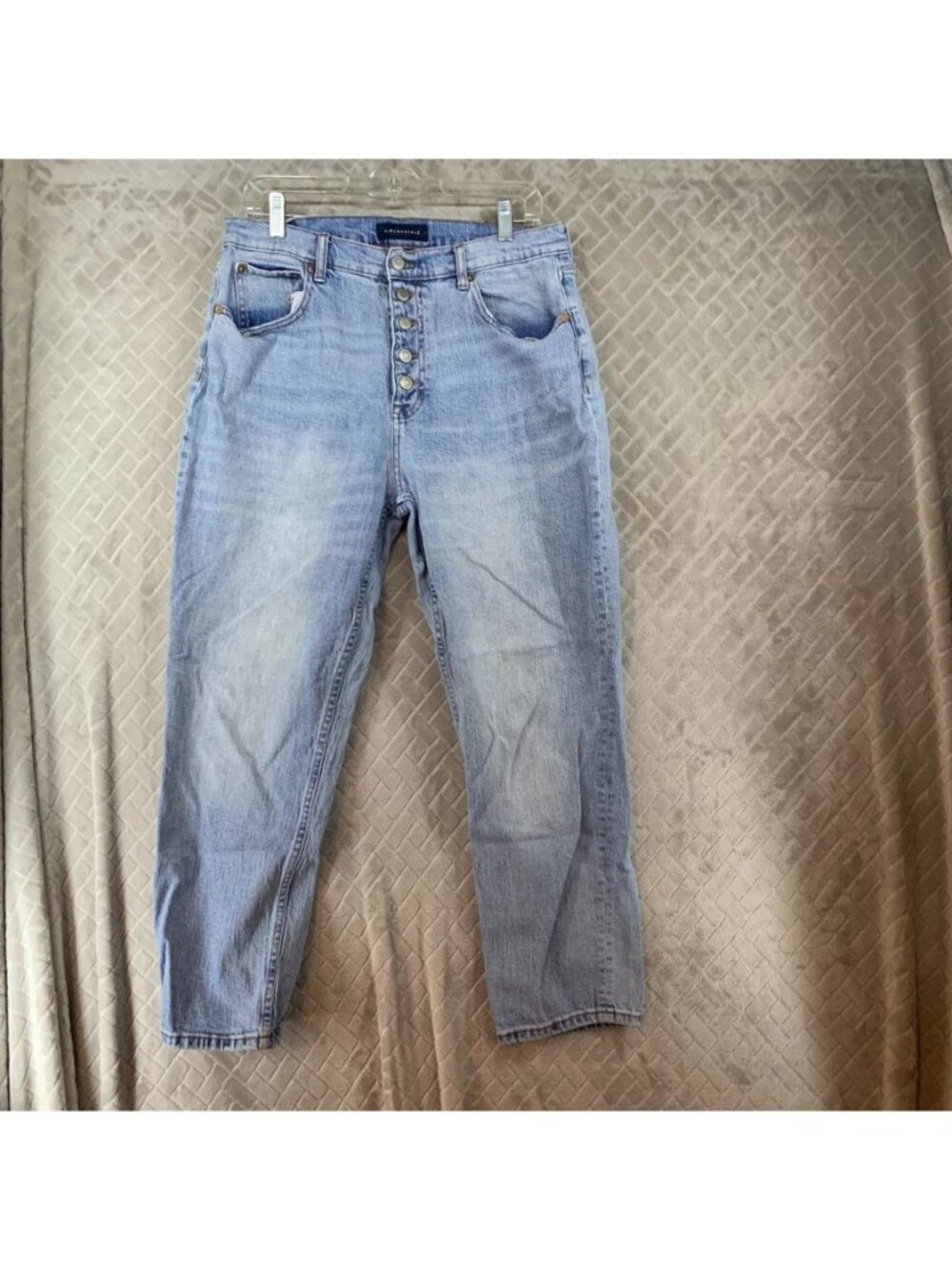 Aropostale Jeans Womens 14 Denim Blue Mom Tapered Leg High Rise Light Wash